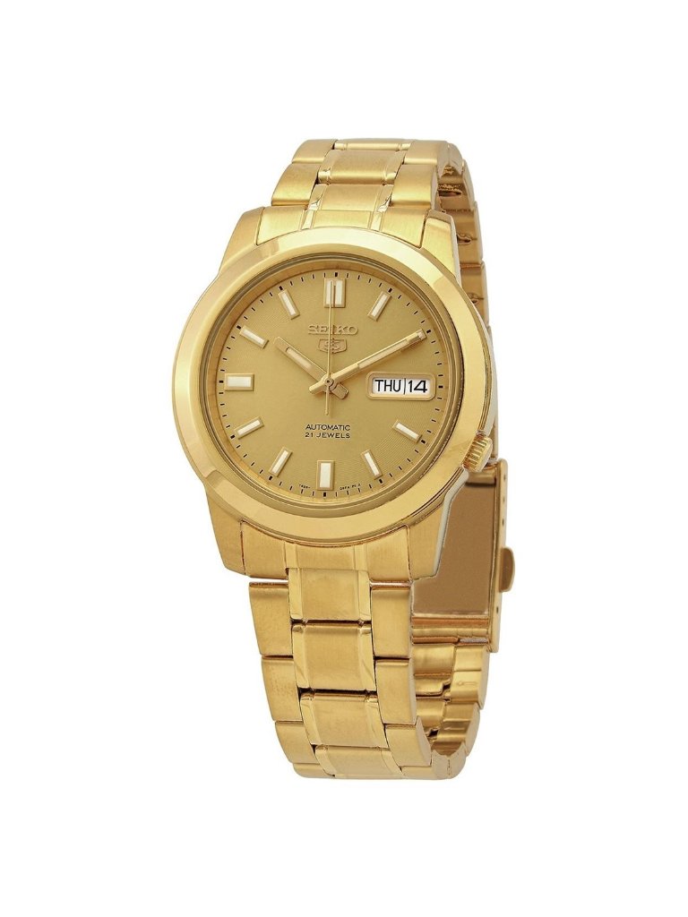 Nwt Seiko 5 Automatic Gold Dial Yellow GoldTone Mens Watch